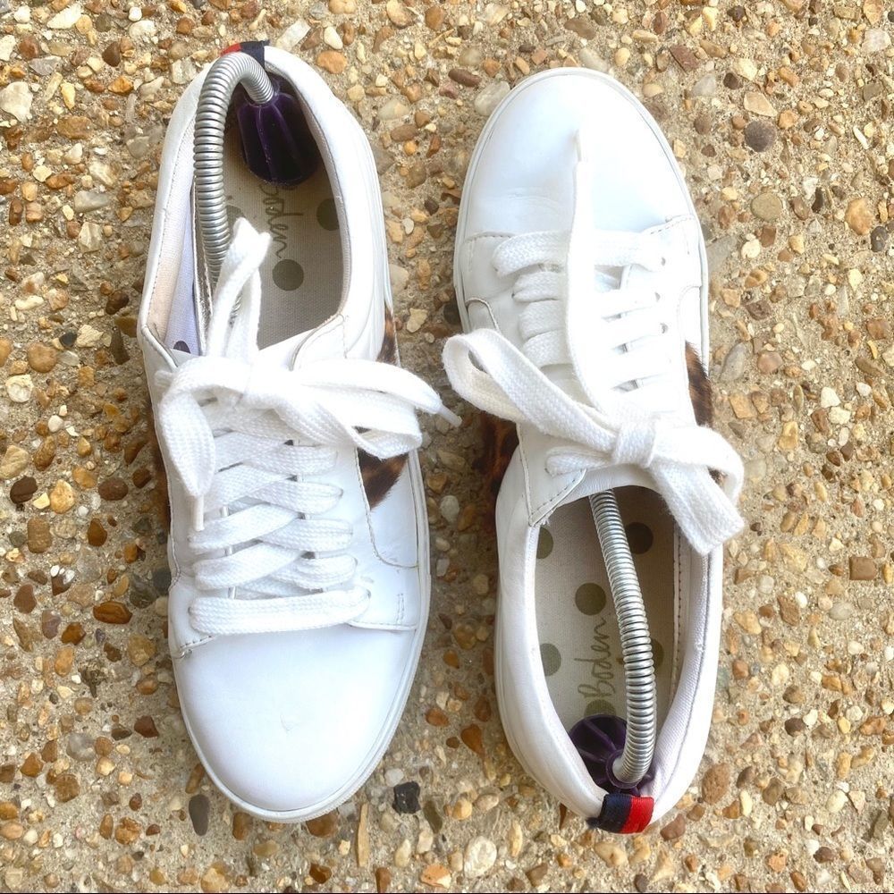 Boden Leopard Classic White Trainers Sneakers 9.5